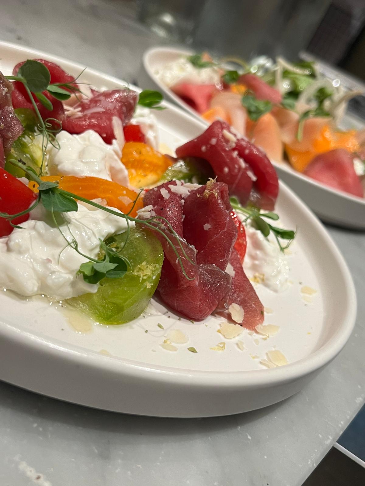Burrata, légumes de saison